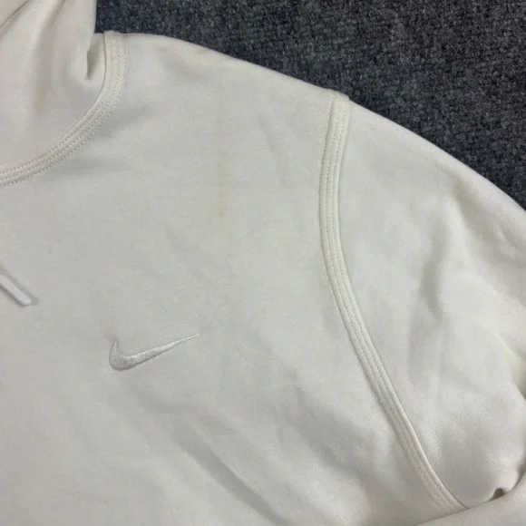 NIKE Men’s White Hoodie White Swoosh Sweatshirt size: Large - Picture 3 of 8